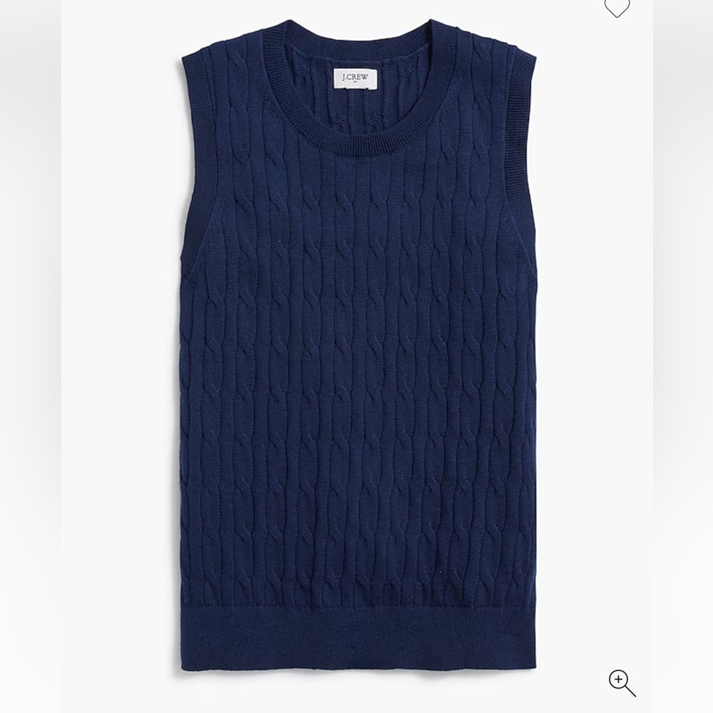 J. Crew Navy Blue Cotton Cable Sweater Vest NWT